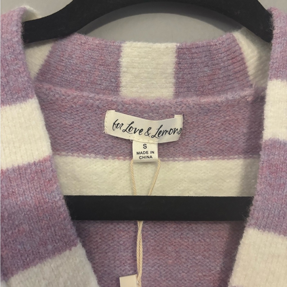 For Love and Lemons Maud Crop Sweater Vest in Lavender & White Size Small NWT - Picture 5 of 6